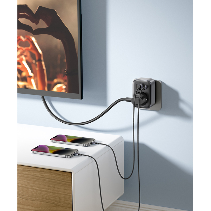 Сетевое зарядное устройство Ugreen CD314 2 x USB-A + USB-C 30W чёрное (90613)