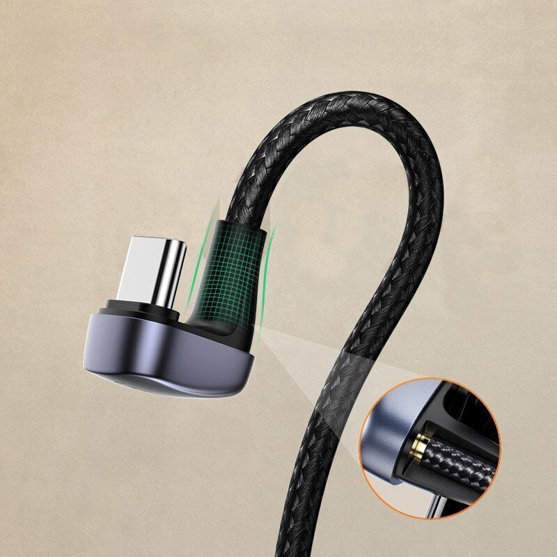 Кабель Ugreen US311 USB-A to USB-C Angled Cable (1 метр) чёрный (70313)