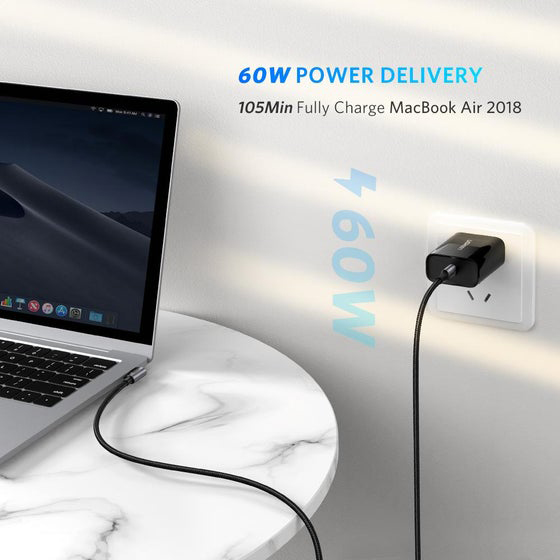 Кабель Ugreen US255 (50122) USB Type-C to Angled USB Type-C 60W (0,5 метра) чёрный