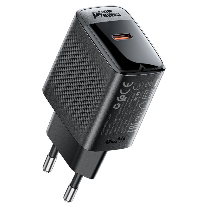 Сетевое зарядное устройство Acefast A102 USB Type-C PD30W GaN чёрное (AF-A102-BK) 