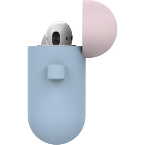 Чехол LAB.C Silicone Capsule 2in1 для Airpods голубой Pastel Blue (розовая Baby Pink/лимонная Lemon крышки)