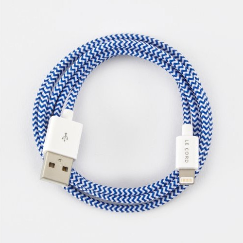 Кабель Le Cord Nylon Lightning MFI (1 метр) Broken Ocean (Бело-синий)