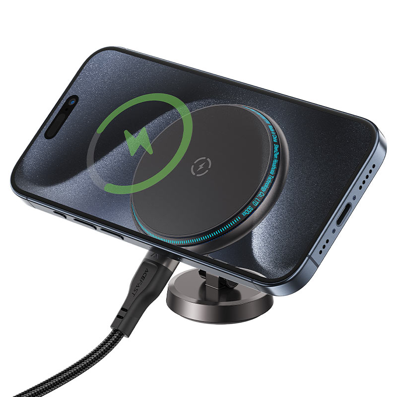 Автодержатель с функцией беспроводной зарядки Acefast D30 Wireless Charger Magnetic Car Holder (AF-D30-BK)