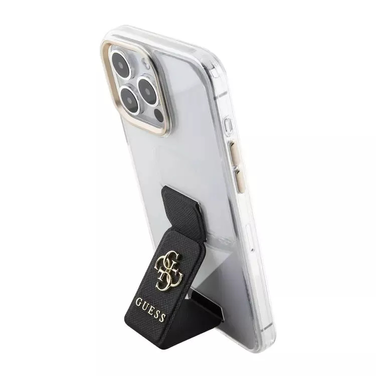 Чехол CG Mobile Guess Grip Stand Clear Case 4G Logo для iPhone 15 Pro Max прозрачный / чёрный