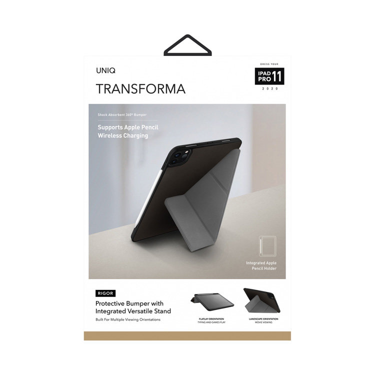 Чехол Uniq Transforma Rigor для iPad Pro 11 (2020) серый (с держателем для стилуса)