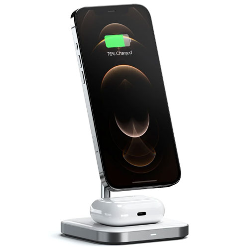Беспроводное зарядное устройство Satechi Aluminium 2-in-1 Magnetic Wireless Charging Stand (ST-WMCS2M)