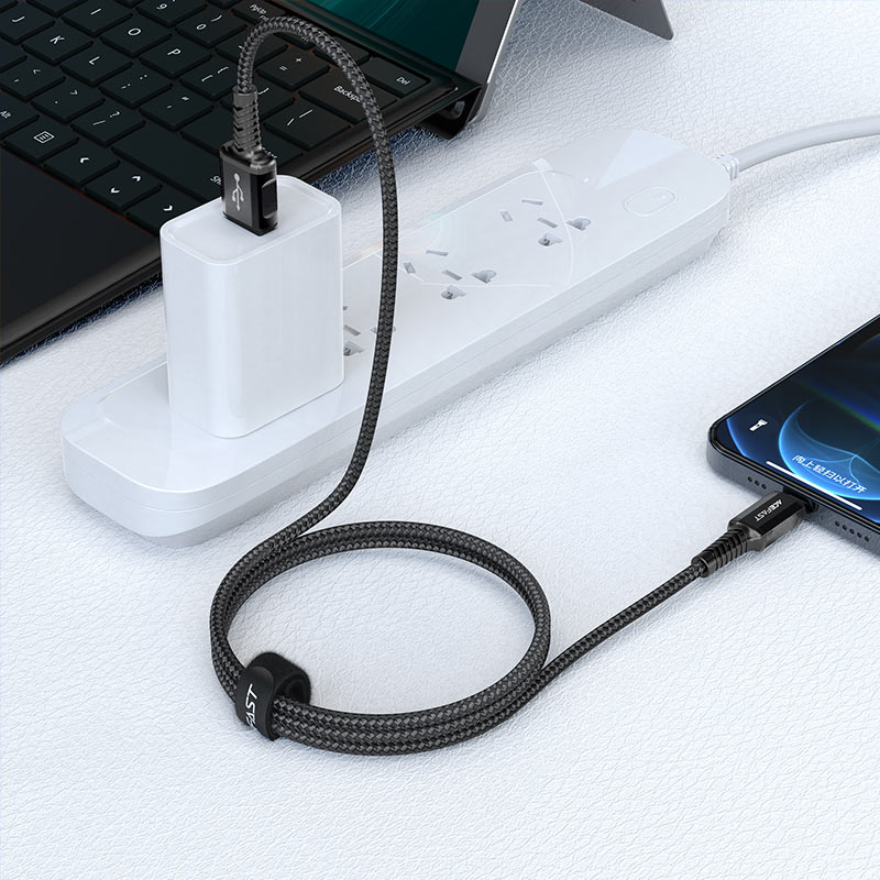 Кабель Acefast C1-02 USB-A to Lightning Charging Data Cable (1,2 метра) чёрный (AF-C1-02-BK)