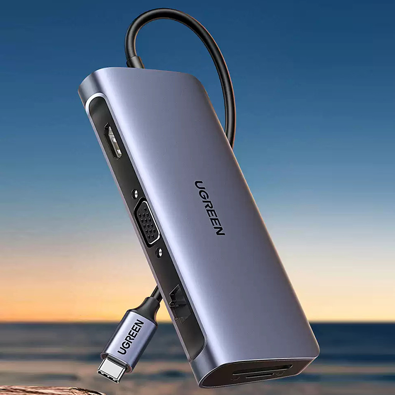 Мульти Хаб Ugreen CM179 (40873) USB Type C 9-в-1 Multifunctional Adapter Серый космос