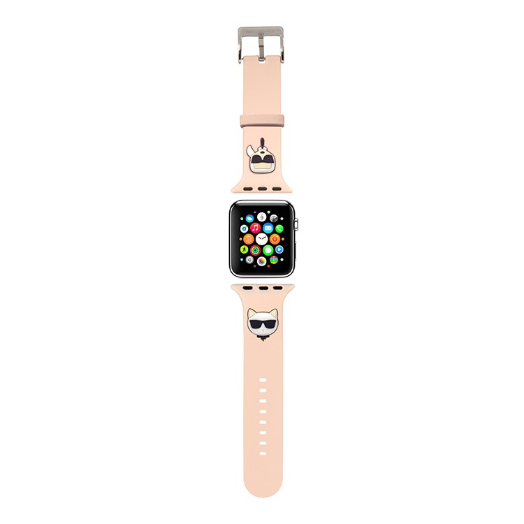 Ремешок Lagerfeld Silicone Karl and Choupette heads Pink для Apple Watch 41/40/38 мм розовый
