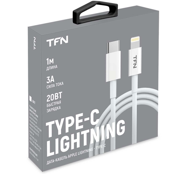 Кабель TFN 8pin (Lightning MFI) USB-TypeC TPE (1 метр) белый