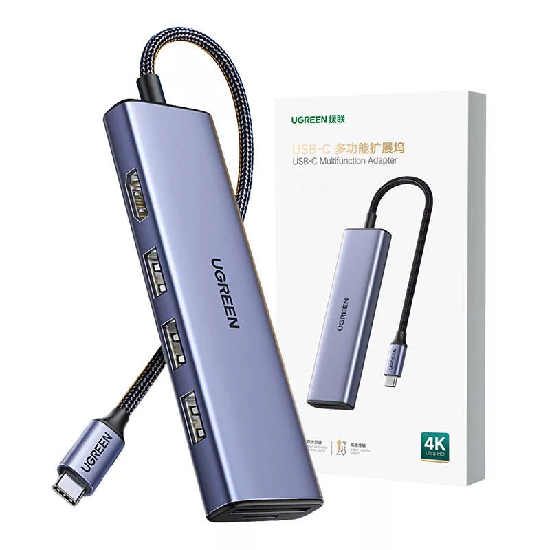 Мульти Хаб Ugreen CM511 6-in-1 USB-C to HDMI / 3 x USB 3.0 / SD / micro-SD серый (20956A)