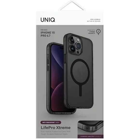 Чехол Uniq Lifepro Xtreme AF MagSafe для iPhone 15 Pro Max тёмно-серый (Frost Smoke)