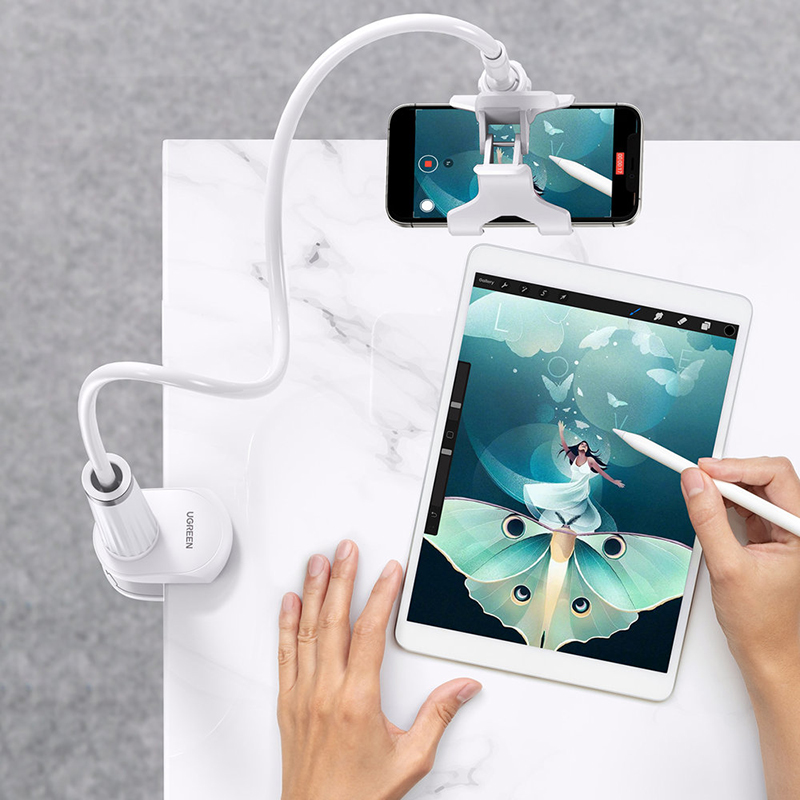 Держатель для телефона Ugreen LP113 (30488) Multifunction Phone Clip Stand (90 см) белый