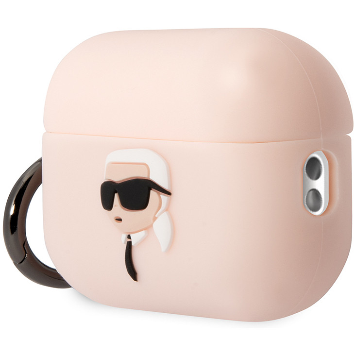 Lagerfeld для Airpods Pro 2 чехол Silicone case with ring NFT 3D Karl Pink
