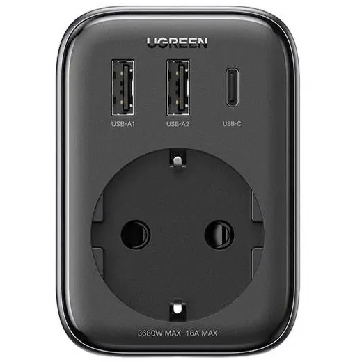 Сетевое зарядное устройство Ugreen CD314 2 x USB-A + USB-C 30W (UK) чёрное (15261)