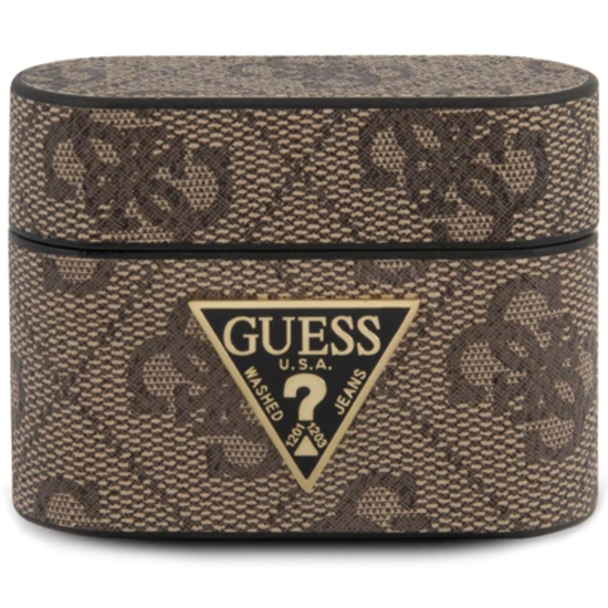 Чехол Guess 4G PU Leather Case Metal Logo для AirPods Pro коричневый