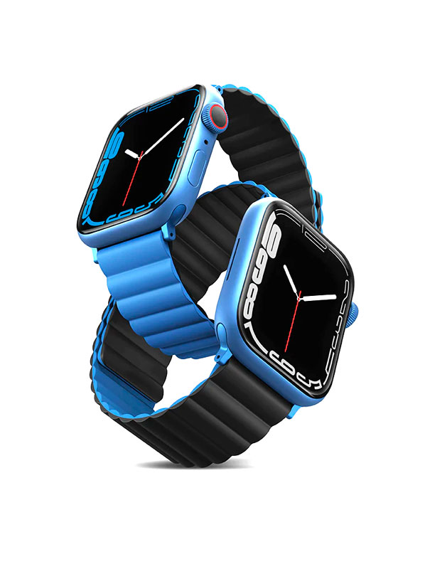 Ремешок Uniq для Apple Watch 45/44/42 mm Revix reversible Magnetic синий-черный