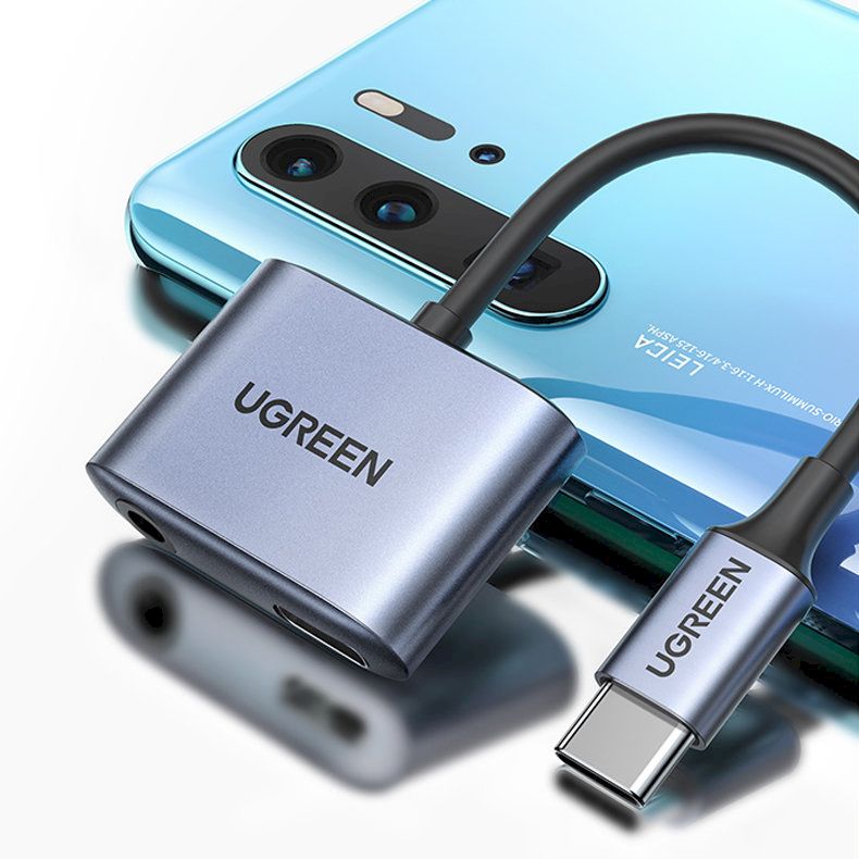 Переходник Ugreen CM231 USB-C to 3.5mm Audio Adapter with PD серый (60164) 