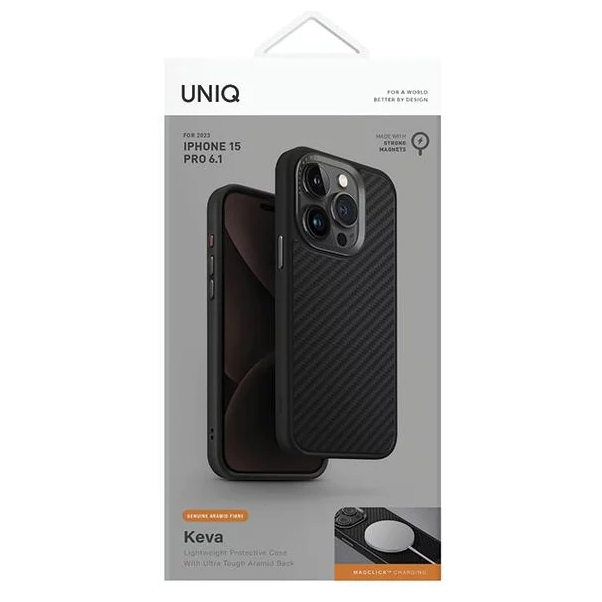 Чехол Uniq Keva MagSafe для iPhone 15 Pro чёрный