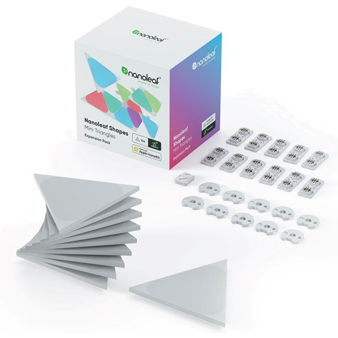 Дополнительные панели Nanoleaf Shapes Mini Triangles (без управляющего блока) 10 панелей (NL48-1001TW-10PK)