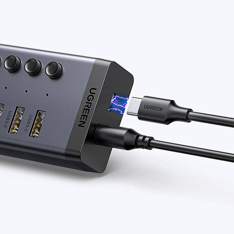 Мульти Хаб UGREEN CM481 USB-C to 7-Port USB-A 3.0 Hub DC 12V (90307)