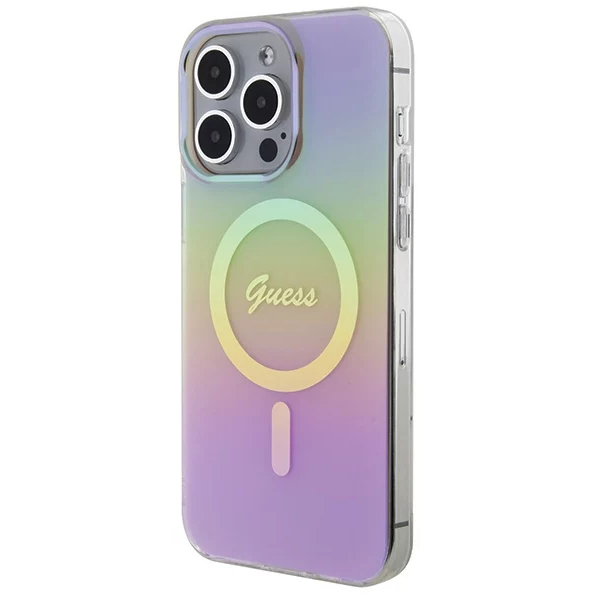 Чехол CG Mobile Guess IML Iridescent MagSafe для iPhone 15 Pro розовый градиент