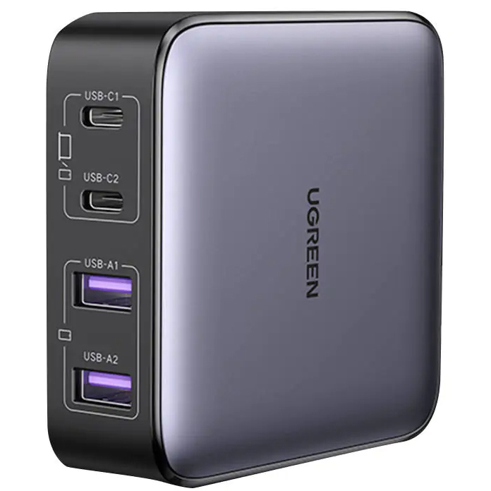 Сетевое зарядное устройство Ugreen CD327 Nexode 2 x USB-C / 2 x USB-A GaN 65Вт серое 