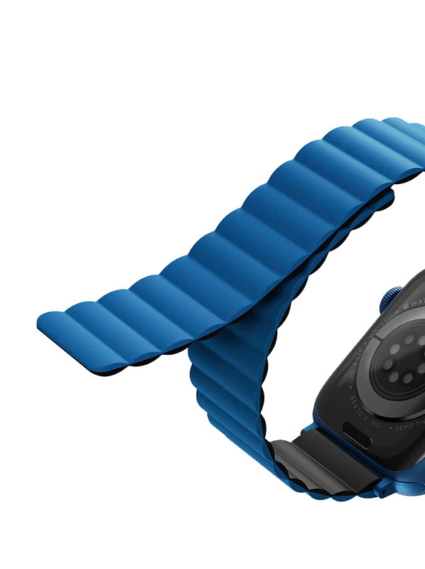 Ремешок Uniq для Apple Watch 45/44/42 mm Revix reversible Magnetic синий-черный