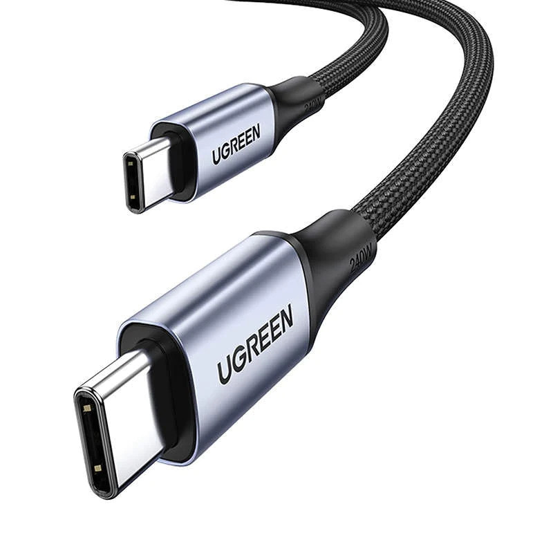 Кабель Ugreen US535 (90440) USB-C to USB-C Cable 240W Aluminum Case With Braid (2 метра) Серый космос