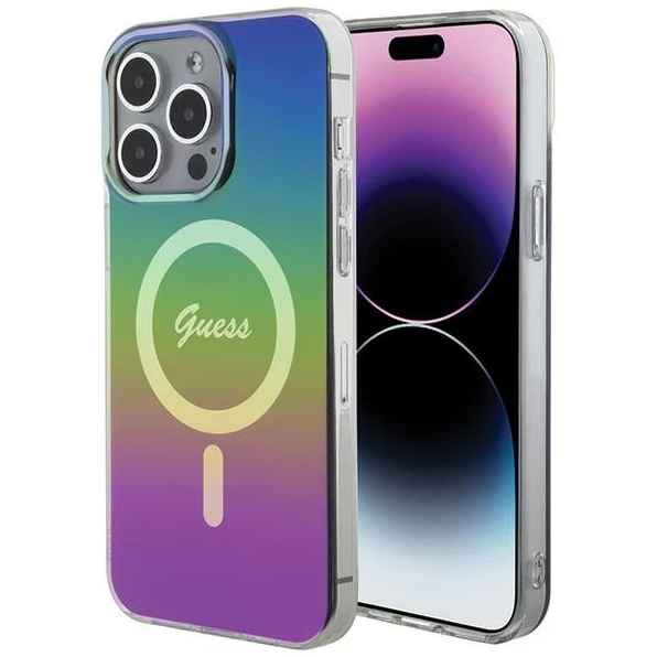 Чехол CG Mobile Guess IML Iridescent MagSafe для iPhone 15 Pro чёрный градиент