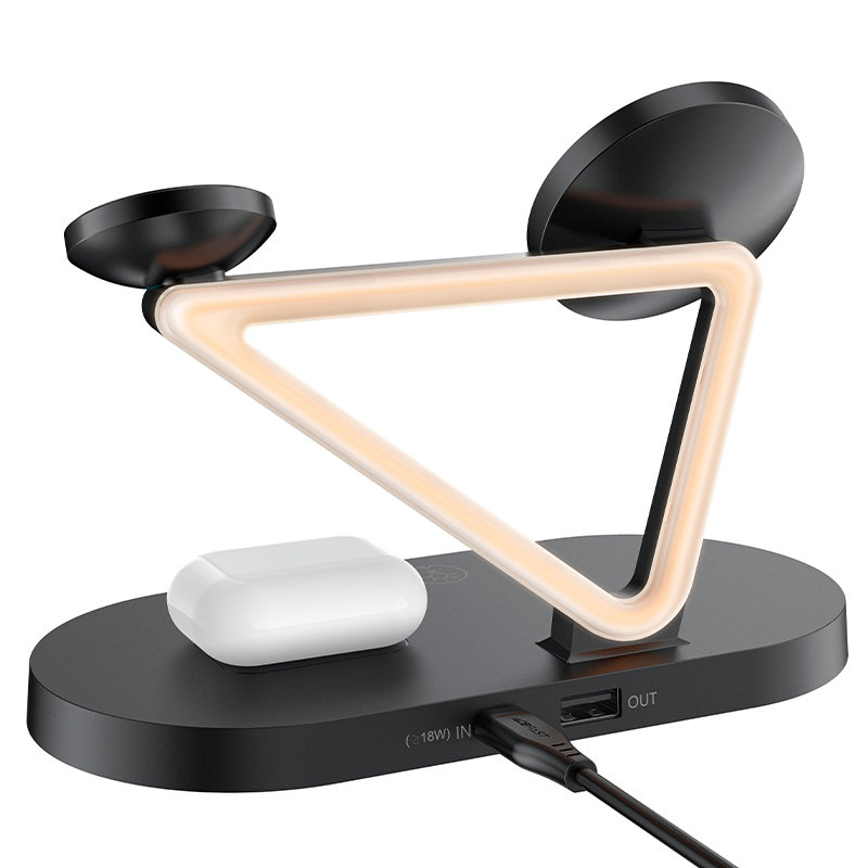 Беспроводное зарядное устройство Acefast E9 15W Qi Wireless Charger for iPhone (with MagSafe) / Apple Watch / Apple AirPods чёрное (AF-E9-BK)