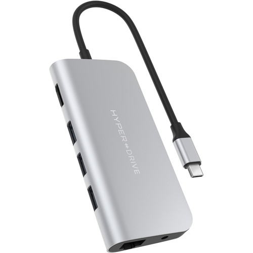 Мульти хаб HyperDrive POWER 9-in-1 USB-C Hub серебристый (HD30F-SILVER)