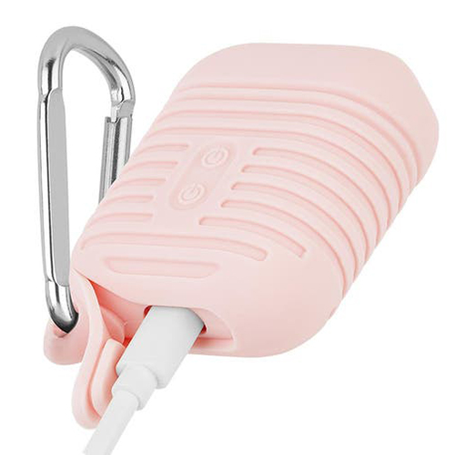 Чехол Case-Mate Tough Water Resistant Case для AirPods нежно-розовый / серебристый карабин