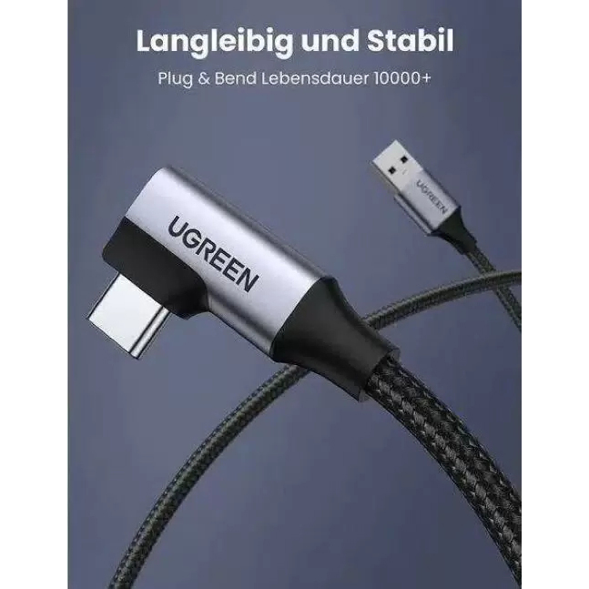 Кабель Ugreen US385 USB Type-C - USB Angled Cable (1 метр) чёрный (20299)
