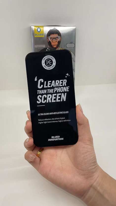 Защитное стекло BlueO AR Anti-reflective для iPhone 15 Pro Max Black ультра-прозрачное с чёрной рамкой