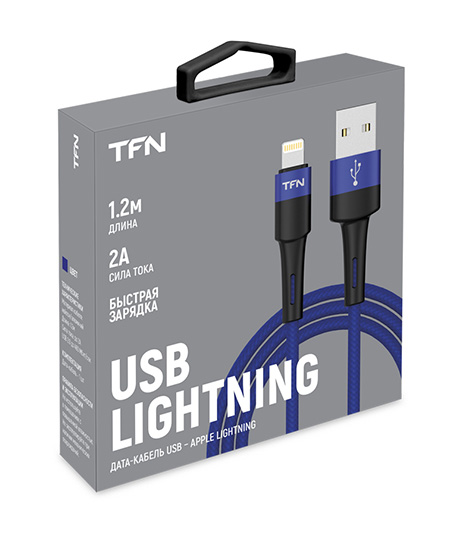 Кабель TFN 8pin Envy (Lightning-USB) нейлон (1,2 метра) синий (blue)