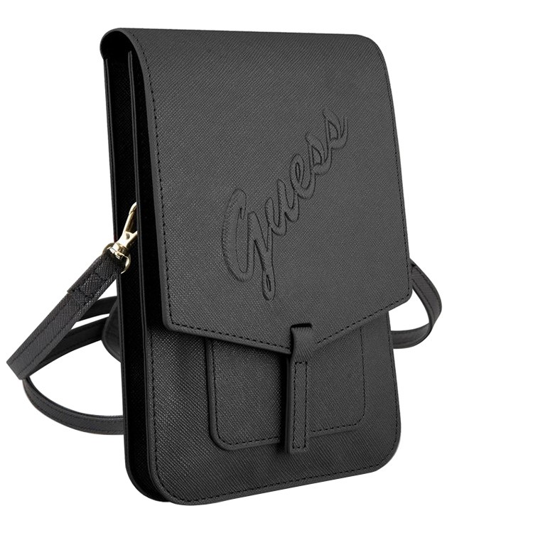 Сумка CG Mobile Guess Wallet Bag Saffiano Script Logo для смартфонов чёрная
