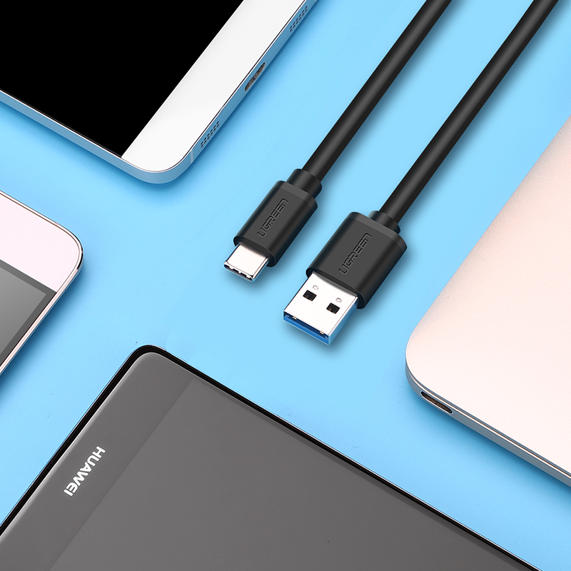 Кабель UGREEN US184 (20882) USB-A 3.0 Male to Type C Male Cable Nickel Plating (1 метр) чёрный