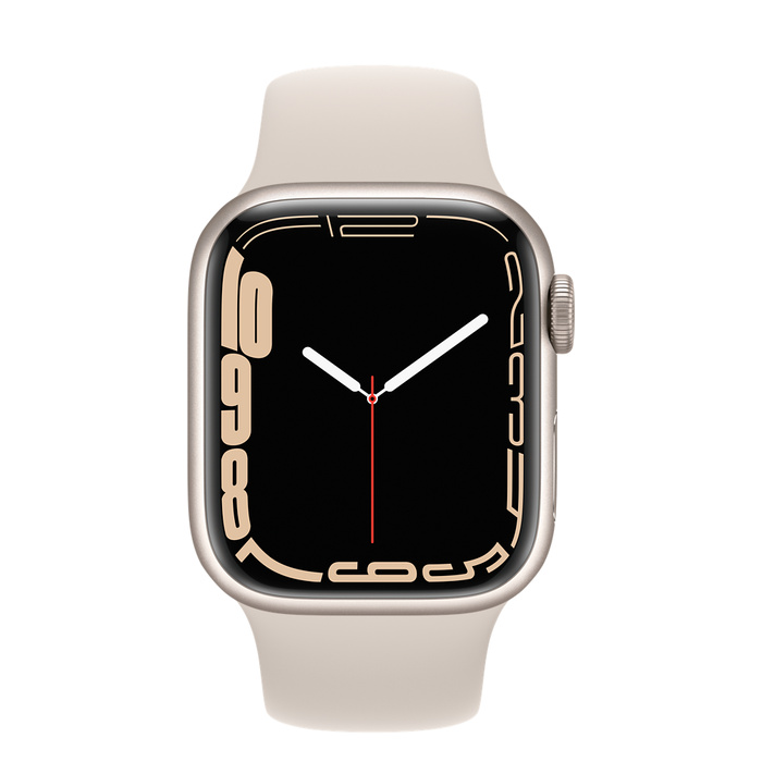 Умные часы Apple Watch Series 7 45 мм, алюминий «Сияющая звезда», спортивный ремешок «Сияющая звезда»
