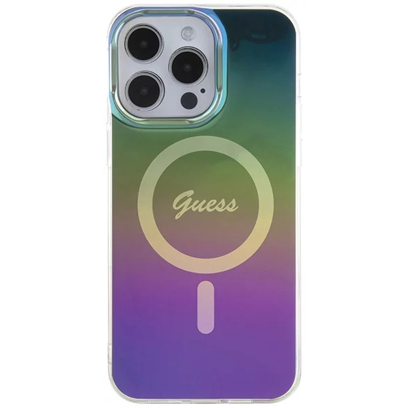 Чехол CG Mobile Guess IML Iridescent MagSafe для iPhone 15 Pro чёрный градиент