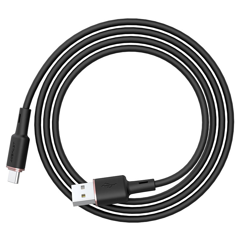 Кабель ACEFAST C2-04 USB-A to USB-C zinc alloy silicone charging data cable (1,2 метра) чёрный