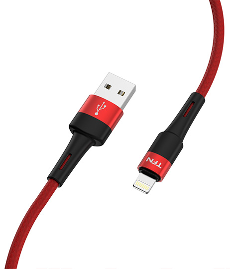 Кабель TFN 8pin Envy (Lightning-USB) нейлон (1,2 метра) красный (red)