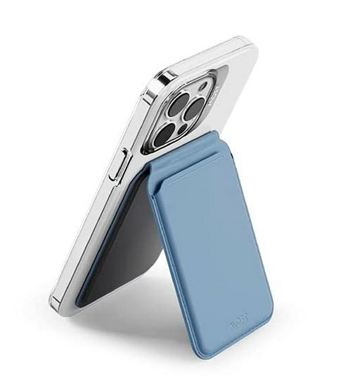 Подставка-бумажник MOFT flash wallet для iPhone 12/13/14 небесно-голубого цвета