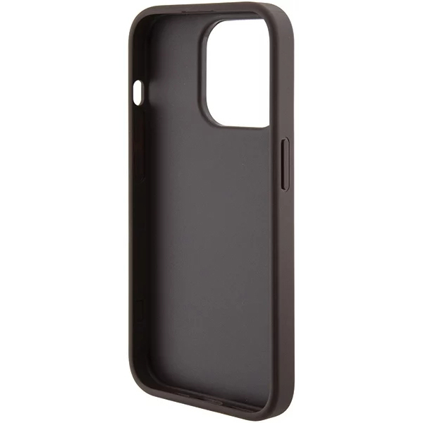 Чехол CG Mobile Guess Grip Stand PU 4G Triangle Diamond Metal Logo для iPhone 15 Pro коричневый