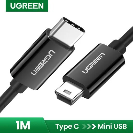 Кабель Ugreen US242 USB Type-C to USB Mini-B 28+24AWG Cable (1 метр) чёрный (50445)