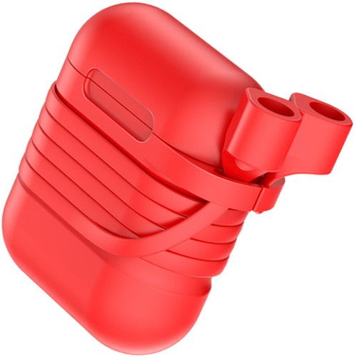Чехол Baseus Silicone Case с держателем наушников для Airpods красный