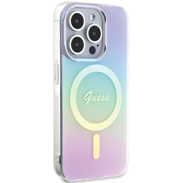 Чехол CG Mobile Guess IML Iridescent MagSafe для iPhone 15 Pro фиолетовый градиент