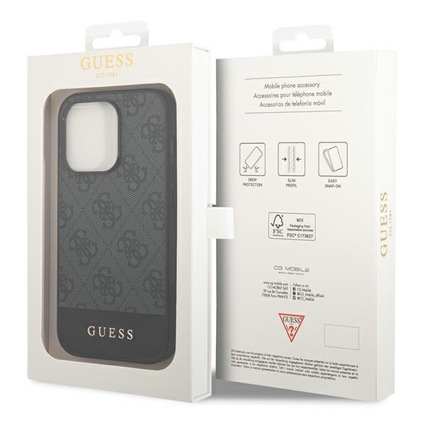 Чехол CG Mobile Guess 4G Stripe Metal Logo Hard для iPhone 14 Pro Max серый