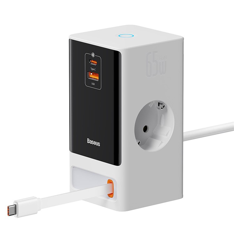 Сетевое зарядное устройство Baseus PowerCombo Digital PowerStrip 65W (APP Control) белое (PSLR000602)