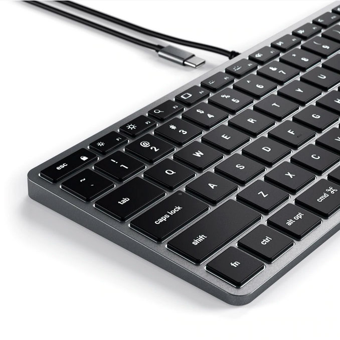Клавиатура Satechi Slim W1 USB-C проводная с подсветкой - цвет серый космос
